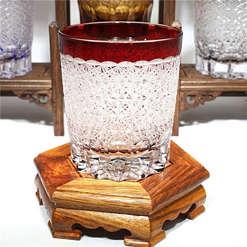 Japanese Edo Kiriko Hand-Carved Crystal Whiskey Glass