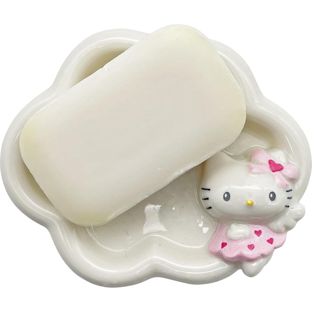 Sanrio Hello Soap Soap 14 x 14 x 4 "Angel Kitty" Dish, Holder, Approx. cm, Sanitary, Kitty, Goods, Miscellaneous, Pink, SAN4651-2