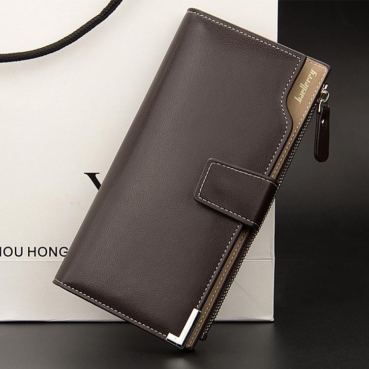 

Men s long wallet, Korean version of youth wallet, fashion clutch bag, one piece will be sent on behalf of others. темно-коричневого кольору