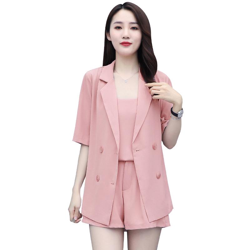 2024 Plus Size Summer Fashion 3-Piece Set: Stylish, Belly-Concealing Shorts Suit for Women