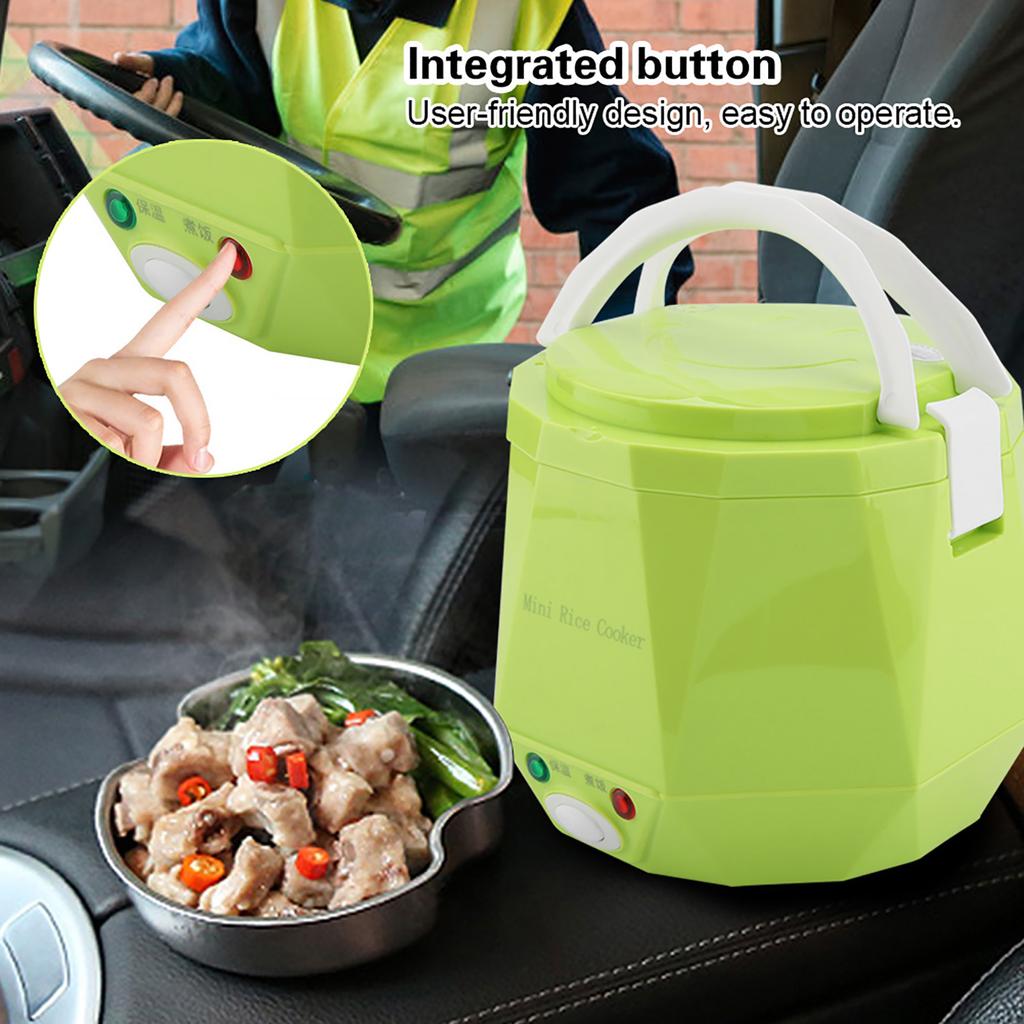 24V 140W 1.3 L Electric Portable Multifunctional Rice Cooker Food Steamer for Truck(Green)