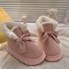 New Winter Warm Slippers Women Home Floor Shoes Soft Plush Lace-up Female Indoor Street Snow Boots Girls Platform Footwear