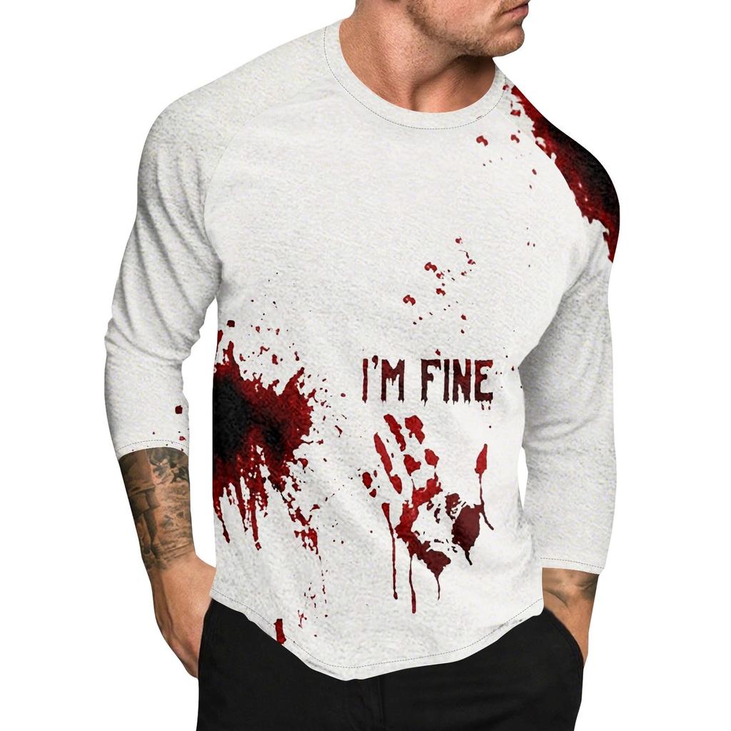 Halloween Print Raglan Sleeve Men's Long Sleeve Top