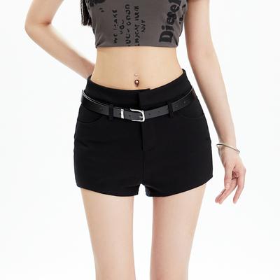 Black Casual Straight Shorts Women Summer High Waist Tight Hot Shorts A-line Y2K Streetwear Goth Korean Fashion