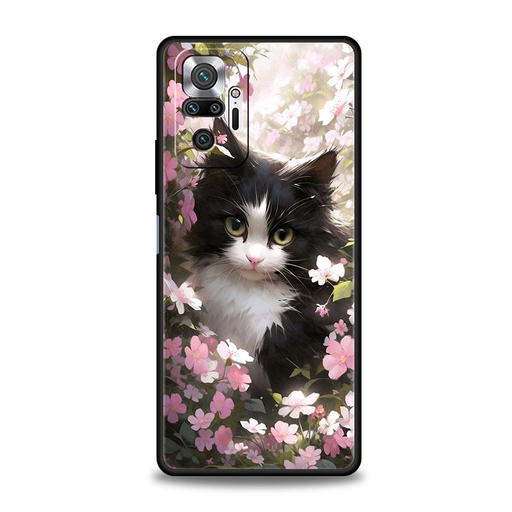 Cute Detection Cat Phone Case For Xiaomi Redmi Note 14 13 5G 10 11 12 Pro Plus 4G 14C 13C 12C 10C Black Cover