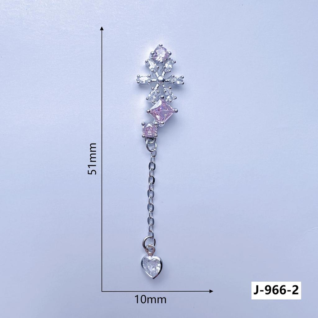 Flat-Bottom Tassel Chain Nail Art with Copper-Inlaid Zircon