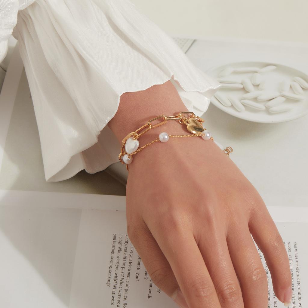 Europe, America, fashion love pearl trend bracelet women, punk style personality popular jewelry