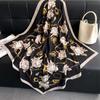 Luxury Brand Twill Camellia Printed Scarf Elegant Thin Smooth Satin Shawl Summer Windproof Sunscreen Square Scarf For Women