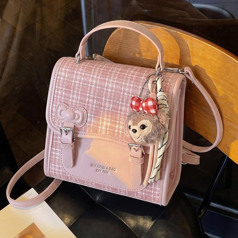 Schoolbag College Style Plaid Backpack 1011 New Fashion Niche Casual Multifunctional Backpack Versatile Shoulder Crossbody Bag