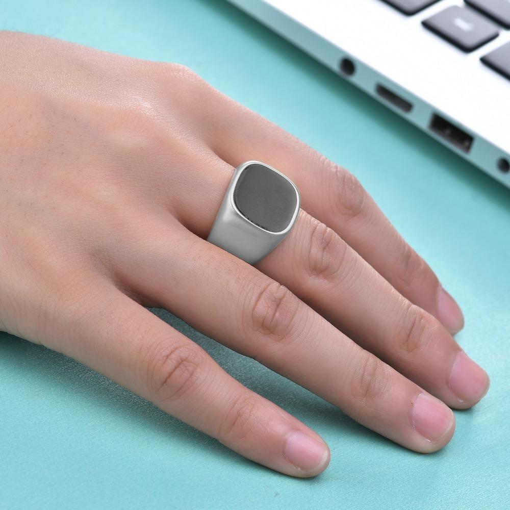 Vintage Matte Drip Oil 18K Gold Titanium Steel 16MM Ring Simple Minimalist European American Style