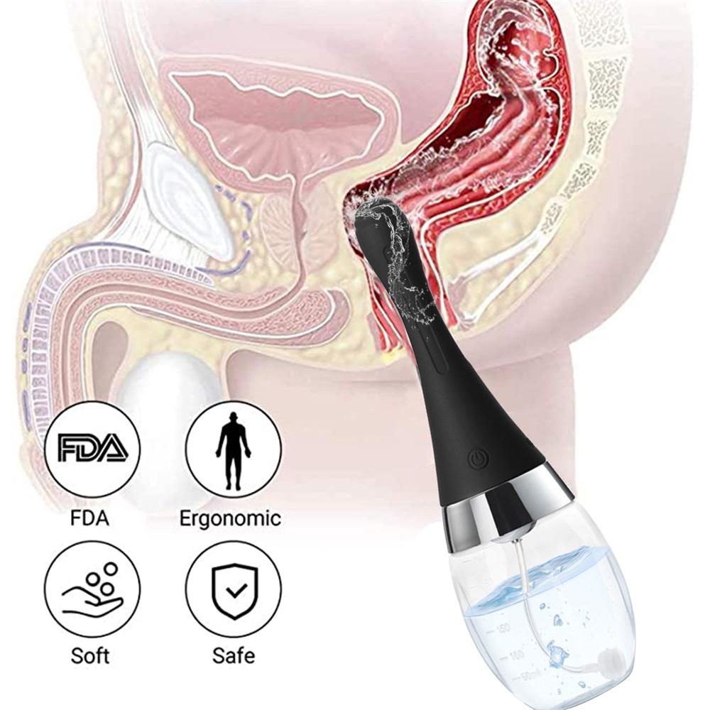 Fully Automatic Enema Cleaning Container, Vagina and Anal Cleaner Douche, Bulb Design Silicone Health Tool Sex Toy for Woman and Man