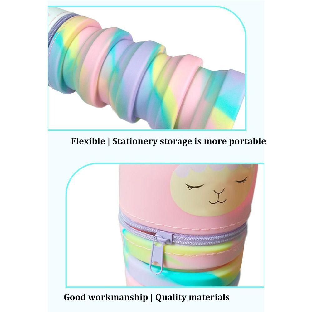 Straight/Folding Unicorn Pen Case Large Capacity Pen Holder for Students