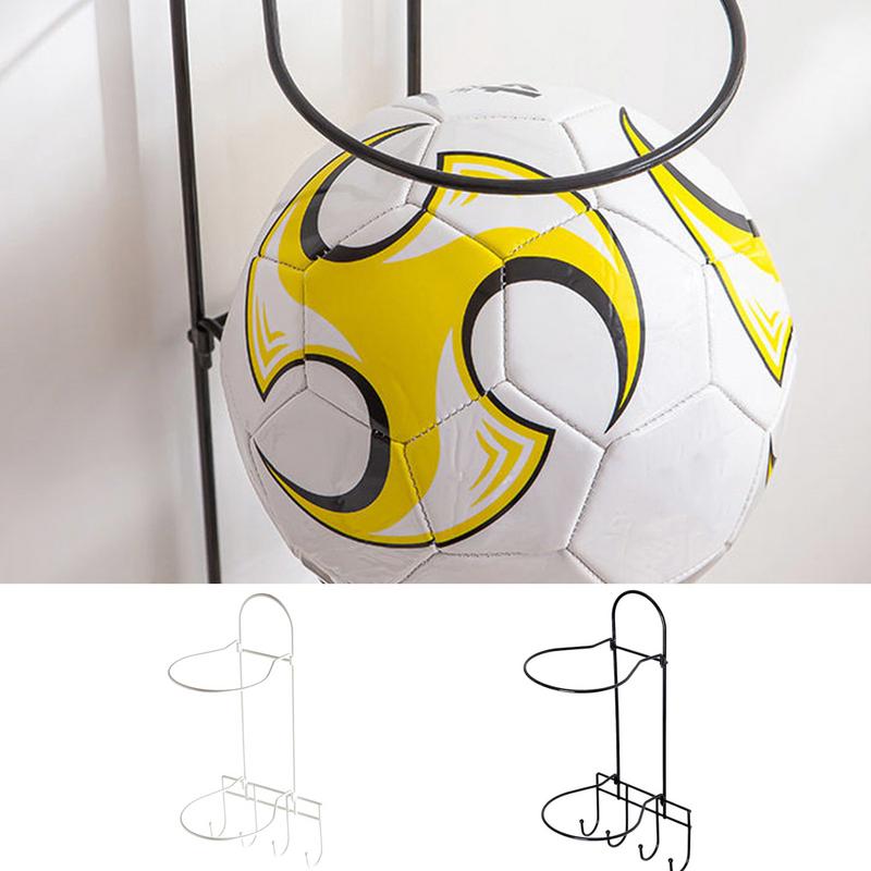 Wall Ball Holder 2 Layer Basketball Holder Wall Mounted Ball Rack Steel Sports Equipment Organizer No Drill Storage Shelf For