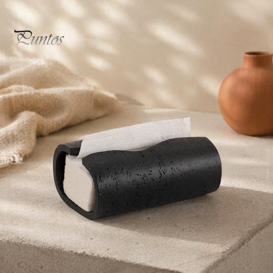 Soft Furnishing Ornament Sandstone Style Tissue Box Cover, Decorative Napkin Holder, Minimalist Travertine Cover Paper Towel Dispenser for Bathroom