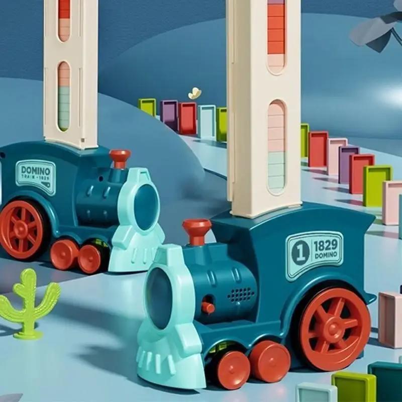 Domino Train for Kid Automatic Electric Laying Car Colorful Dominoes Set Educational Toys Blocks Birthday Gifts Boy Girls Child