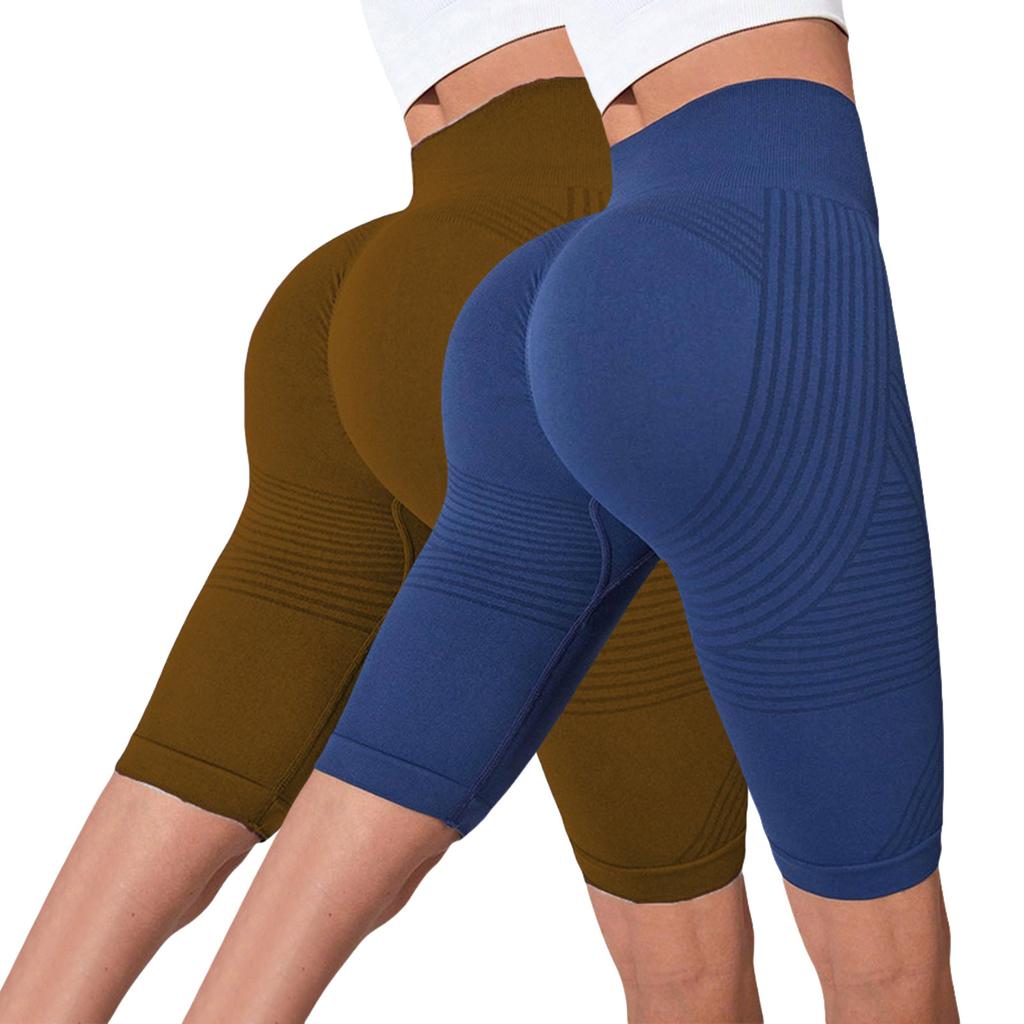 2PC Women's Casual Seamless Hip Lifting Fitness Pants With Tight Fit And High Waist, Seach Hip Yoga Pants