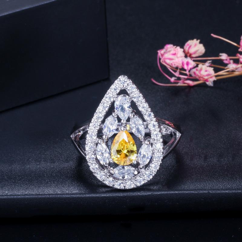 Temperament Popular Ring, Environmentally Friendly Copper-Plated Real Platinum Slightly Inlaid Aaa Zircon Ring, Jewelry