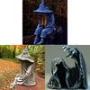 Halloween Resin Witch Solar Garden Light With Decorative Sculpture For Holiday Outdoor Decor