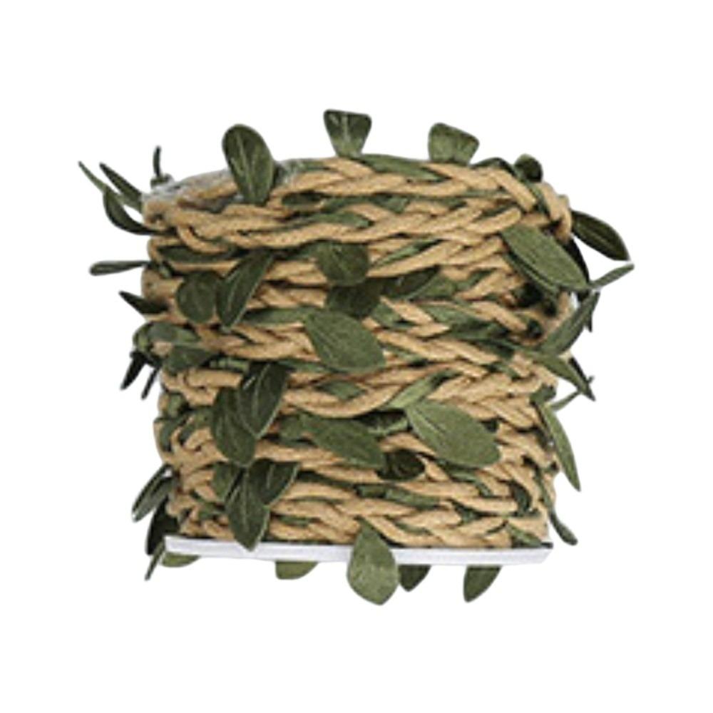 10M/Roll DIY Burlap Leaf Ribbon Boho Style Jute Rope Vine Bouquet Simulation Vine  Rustic Wedding