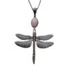 Dragonfly Pendant Necklace Long Chain Bohemian Pink Crystal For Women And Men