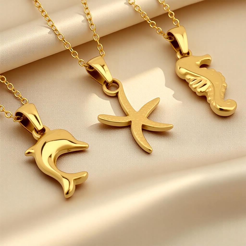 Women's Stainless Steel Necklace & Earring Set - Polished Geometric Hip Hop Jewelry