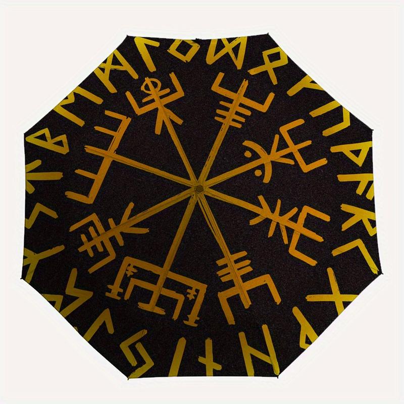 Viking Vegvisir Compass Norse Symbol Tapestry Wall Hanging DecorUmbrella, Portable 3-Fold Compact Umbrella for Men & Women ES28
