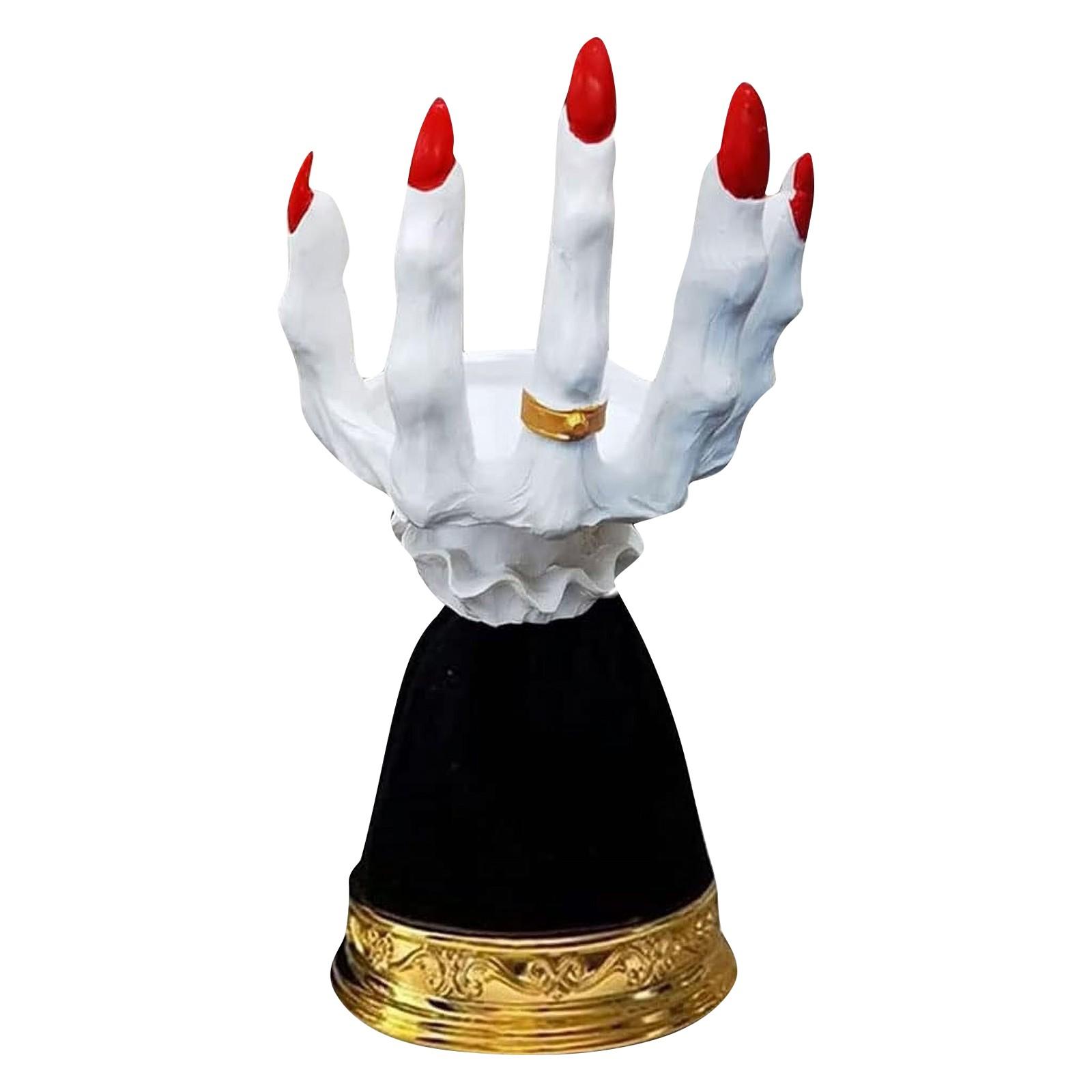 

Хэллоуин Ведьма Рука Подсвечник Подсвечник Готическое Украшение Кость Фестиваль Поднос Для Рук Смола Орнамент One Size красный