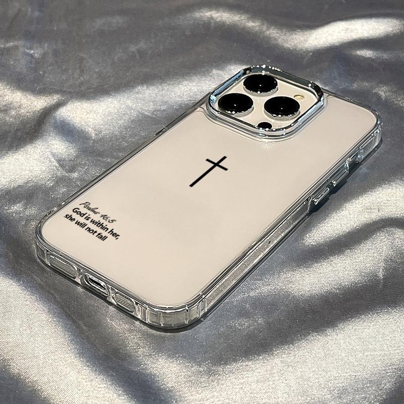 Simple Clear Jesus Cross Phone Case For IPhone 17 16 15 14 13 12 11 Pro Max Air Plus Transparent Back Protective Cover Funda