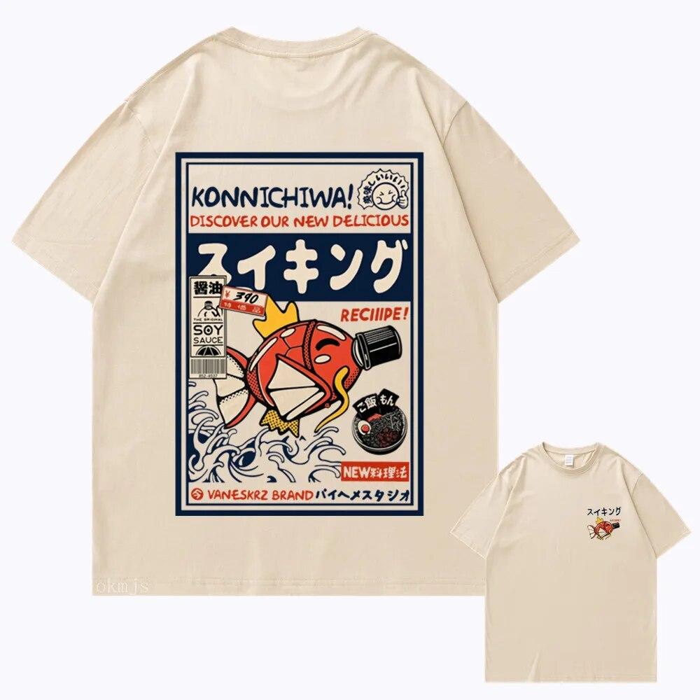 

Хип-хоп уличная футболка Harajuku японский кандзи Fun Fish модная повседневная футболка Лидер продаж унисекс летняя футболка с коротким рукавом XL