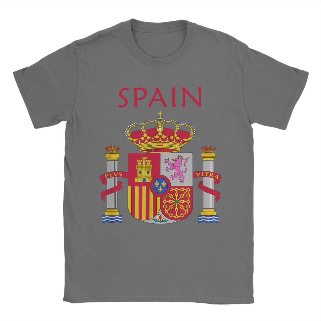 Unique SPAIN Flag TShirt for Men Crew Neck Pure Cotton T Shirt Short Sleeve Tees Plus Size Clothing