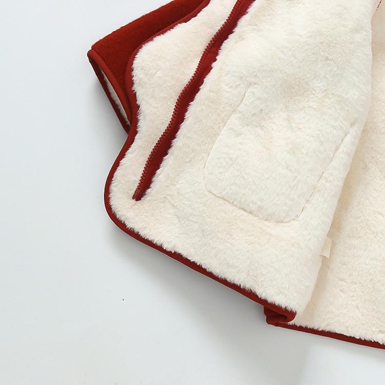 Mädchen Wintermantel im koreanischen Stil mit rosa Hasenohren und flauschigem Futter