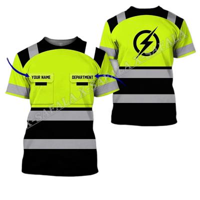 Custom Naam Lijnman Lassen Vrachtwagenchauffeur Monteur Elektricien Vrachtwagen 3D Print T-shirt Heren Top Tee Geen Werkkleding Cosplay Veiligheidsuniform