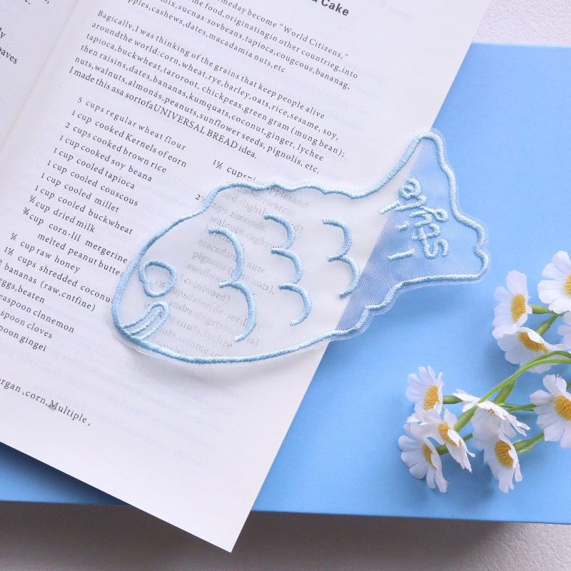 1Pcs Cute Fish Embroidered Bookmark Korean-Style Organza Transparent Page Marker For Reading School Office Stationery