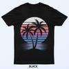 Retro Solnedgång Palmträd Tropisk Semester Strand Cool Sommar T-shirt