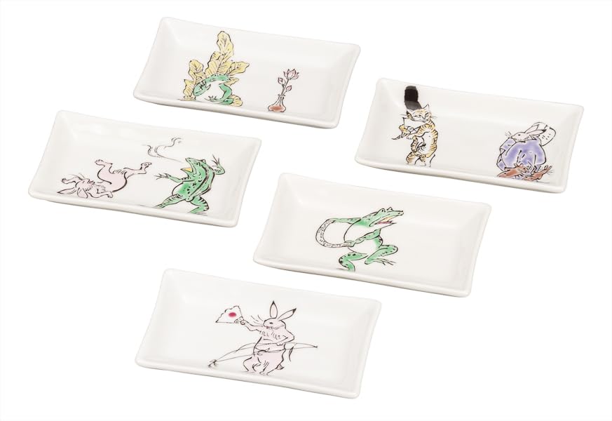 

Kutani ware Iwataya No. 4 plate set, Kutani Birds and Animals Picture K9-88