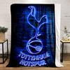 A Glowing Neon Cockerel Atop a Ball with "Tottenham Hotspur" Text Below. for All Seasons Blanket Lunch Break Throw Gift