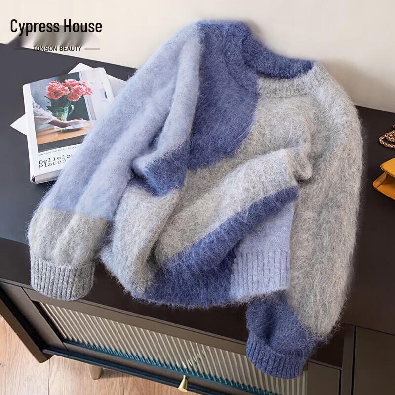 

Sibaishe Women s Color Block Round Neck Sweater L