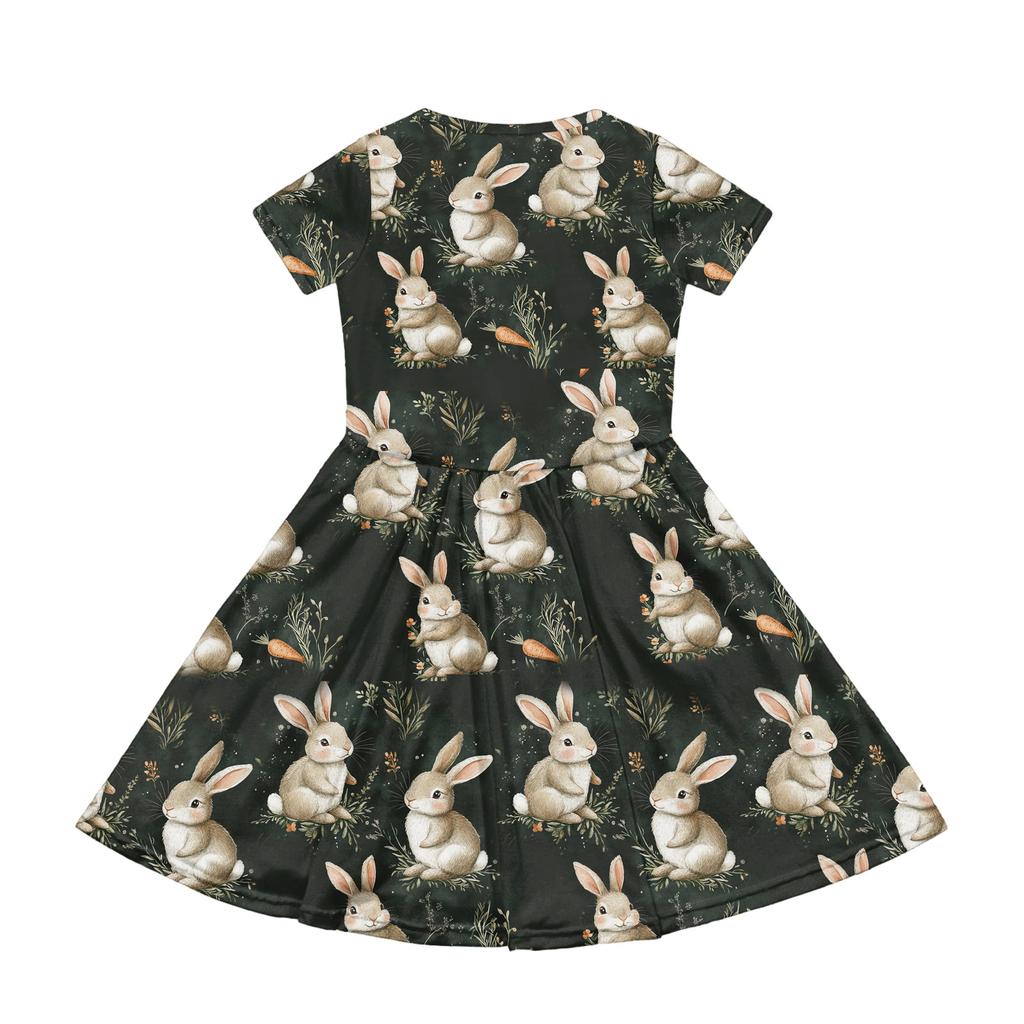 Girl Summer Dress Color & Print Short Sleeve Dress With Pocket Casual Dress Shorts Sleeve Party Dress Easter Day