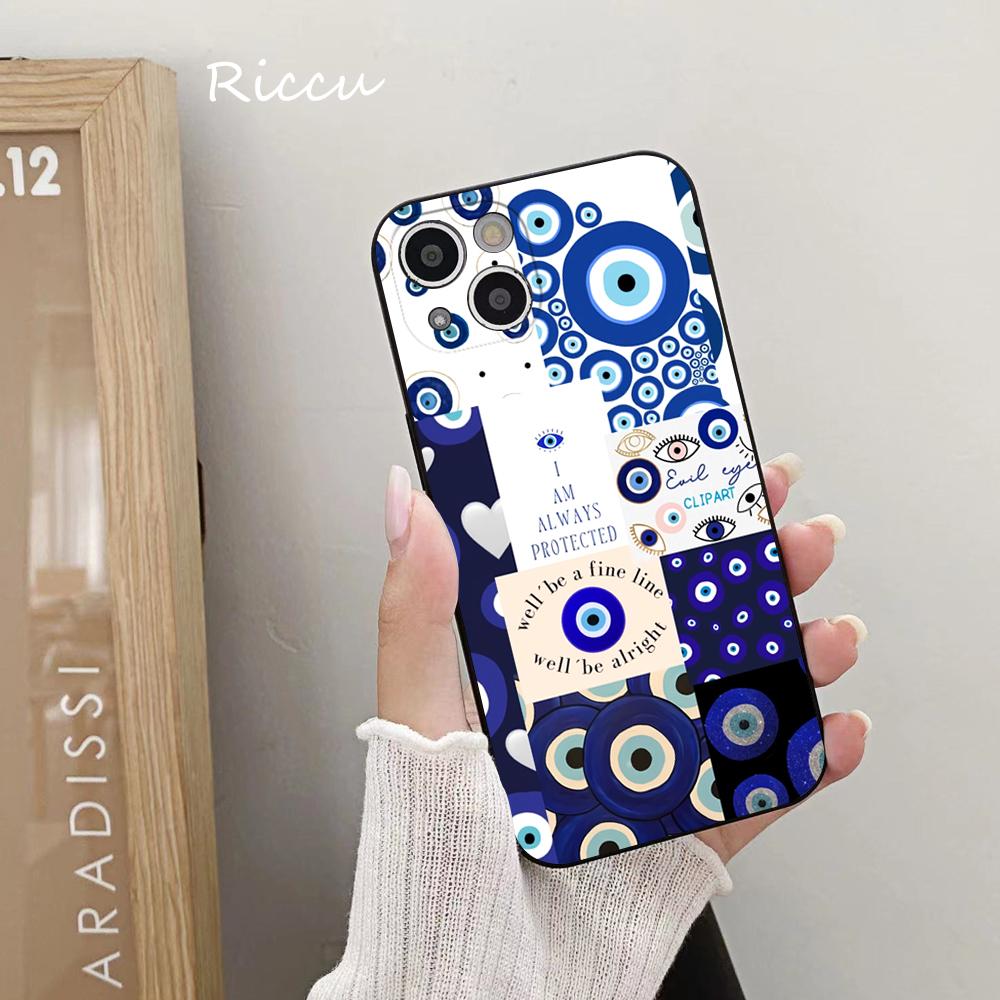 FOR IPhone Blue Nazar Boncuğu Evil Eye Phone Case 14 11 12 Pro 8 7 14 Plus X Pro 14 MAX 13 MINI XR XS 14 Pro Soft Phone Covers
