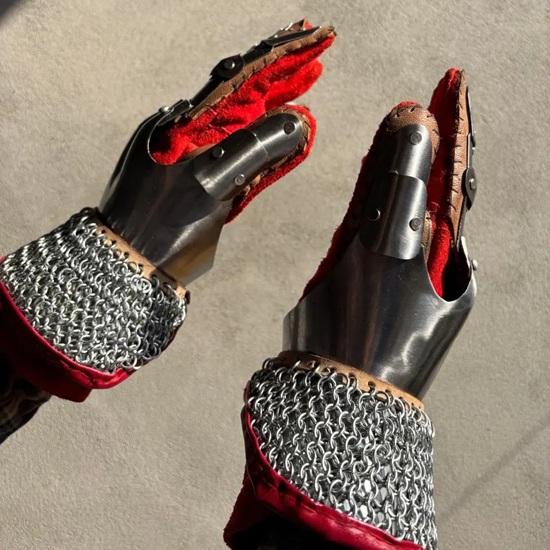 Medieval Steel Gauntlets Armor Knight Finger SCA LARP Gloves Gift
