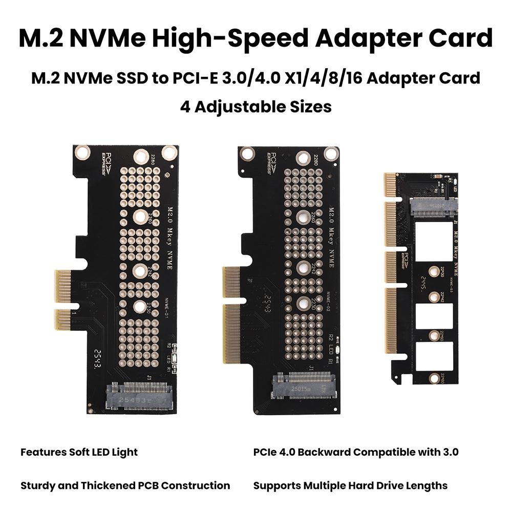 PCIE To M.2 NVMe SSD Adapter Card Support 2230 2242 2260 2280 M.2 Hard Drive LED Indicator Plug and Play for Windows Linux Mac