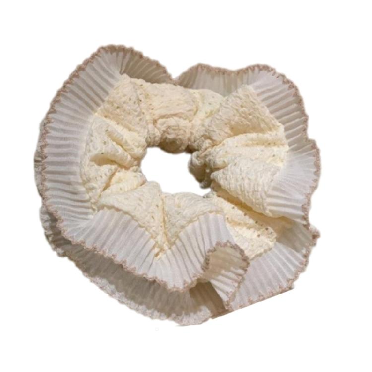 Lace Trim Hair Scrunchies for Women and Girl Aesthetic Hair Elastic Hair Tie Oversized Hair Circle for Everyday Wear