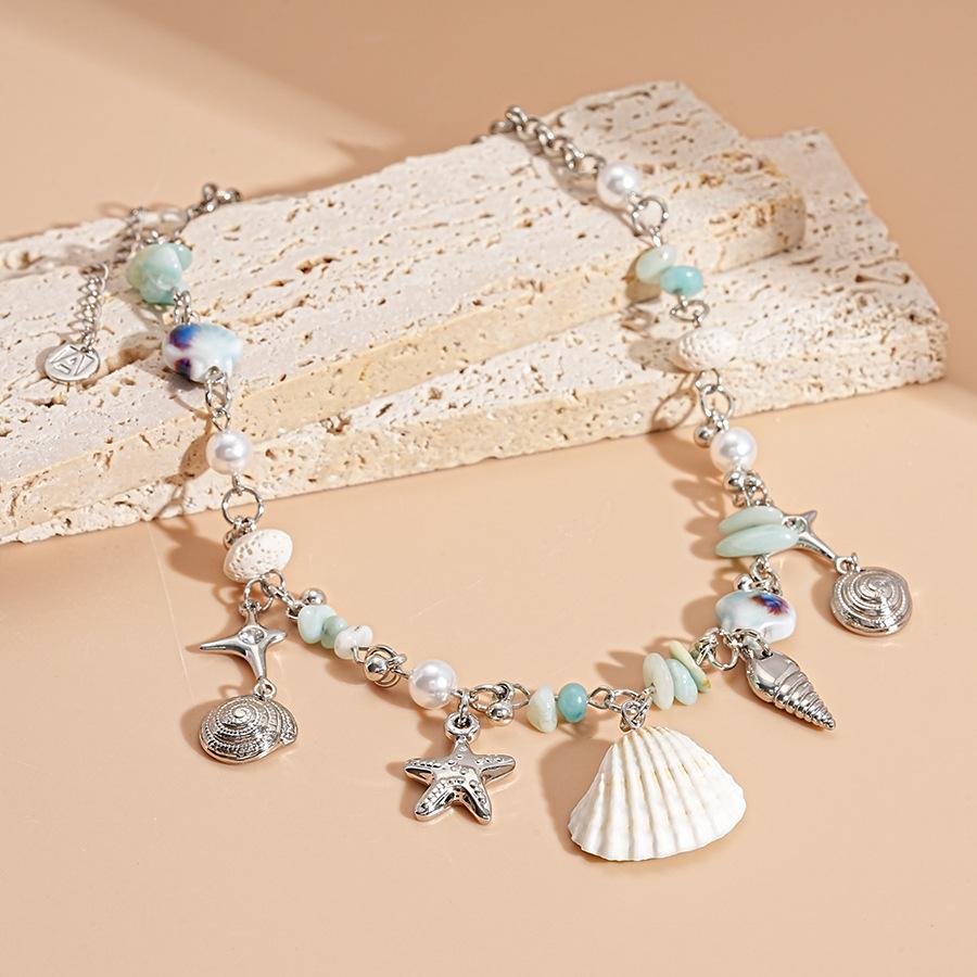 Seaside vacation style ceramic shell conch starfish pendant necklace niche item decoration