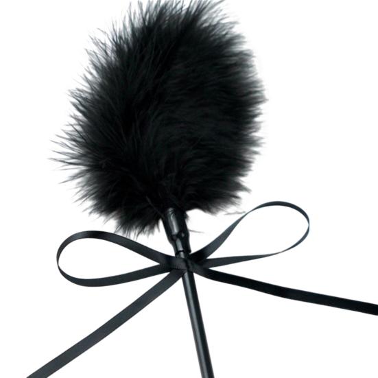 Feather Teaser Faux Leather Paddle 2-in-1 BDSM Sensation Tool for Couples' Roleplay Soft Turkey Feathers Firm Dual Sided Slapper
