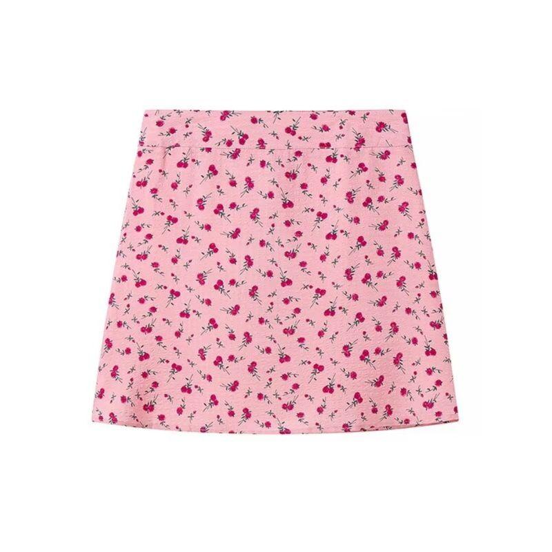 Kaslead New Arrival Women's Fashion Style Fashion Slim-Fitting Simple Small Floral Short Skirt