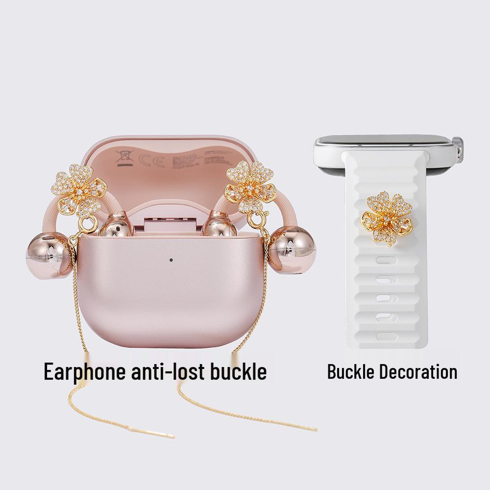 Cherry Blossom Ear Cord Anti-Lost Clip for Huawei Freeclip Earbuds - Diamond Buckle, Multi-Functional with High-End Design.