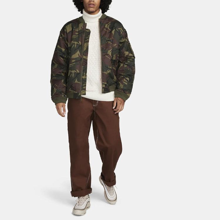 Nike Camo Casual Woven Jacket Men Outerwear Olive FB7591-222