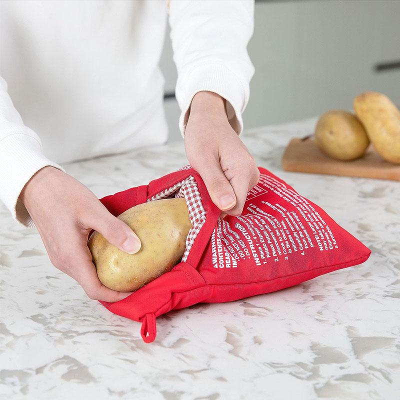 Mikrodalga Patates Torbası Yeniden Kullanılabilir Ekspres Mikrodalga Patates Ocak Çantası Fırında Patates Ocak Mükemmel Patates 4 Dakika Kırmızı Fırında Kese