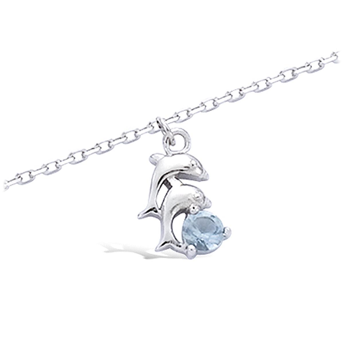 

Les Trésors De Lily [I3636] - Ножной браслет из серебра с аквамарином Dolphins