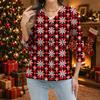 Women's Casual Christmas Print Button Down Shirt with 3/4 Sleeves